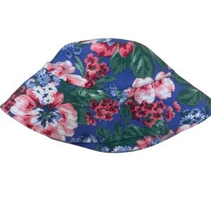 Janie and Jack Girl Blue Purple Pink Floral Bucket Hat Size 10-12